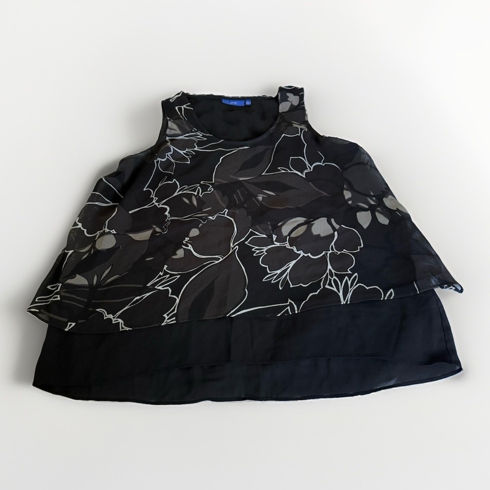 Apt. 9 Black Layered Chiffon Sleeveless Blouse